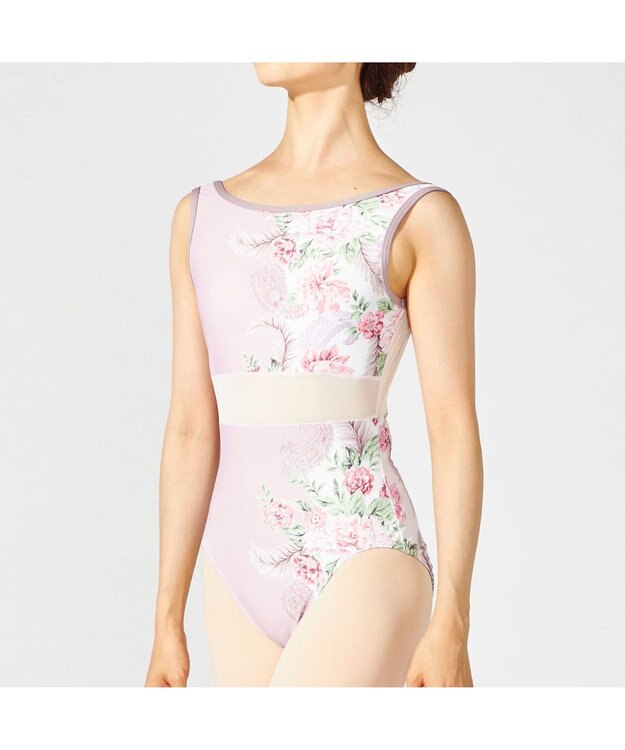 Chacott 【MAY NAGAHISA】ノースリーブレオタード グレイッシュローズプリント