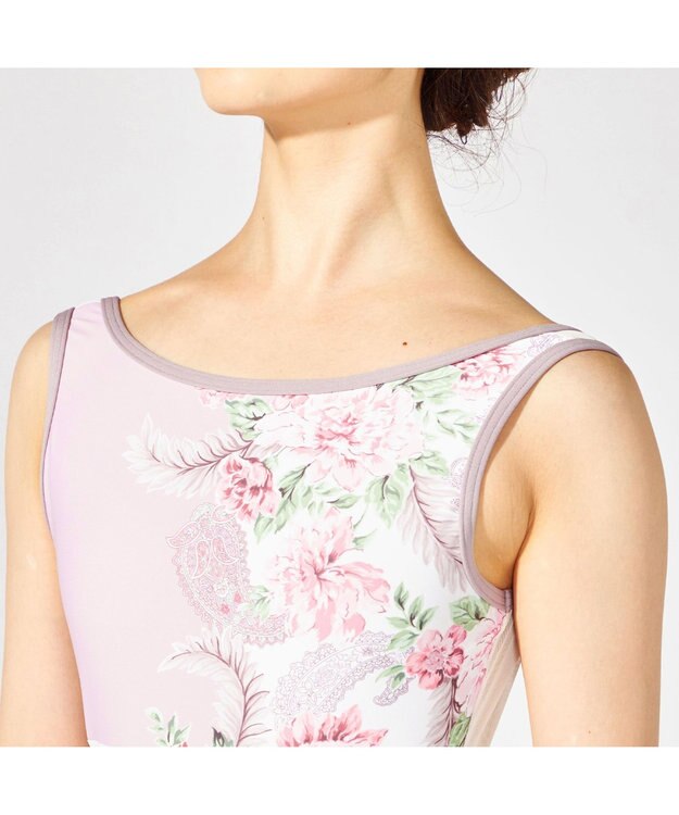 Chacott 【MAY NAGAHISA】ノースリーブレオタード グレイッシュローズプリント