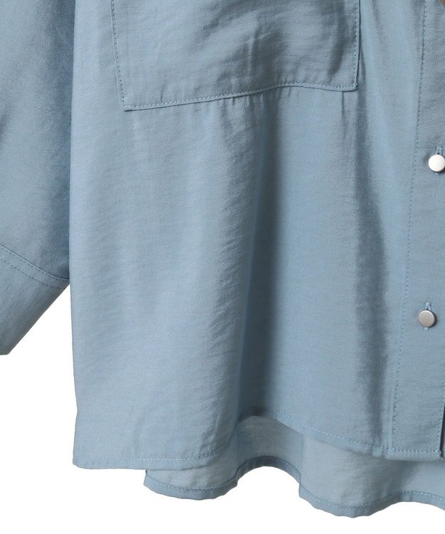 AMERICAN HOLIC 接触冷感Wポケット5分袖ショートシャツ Sax