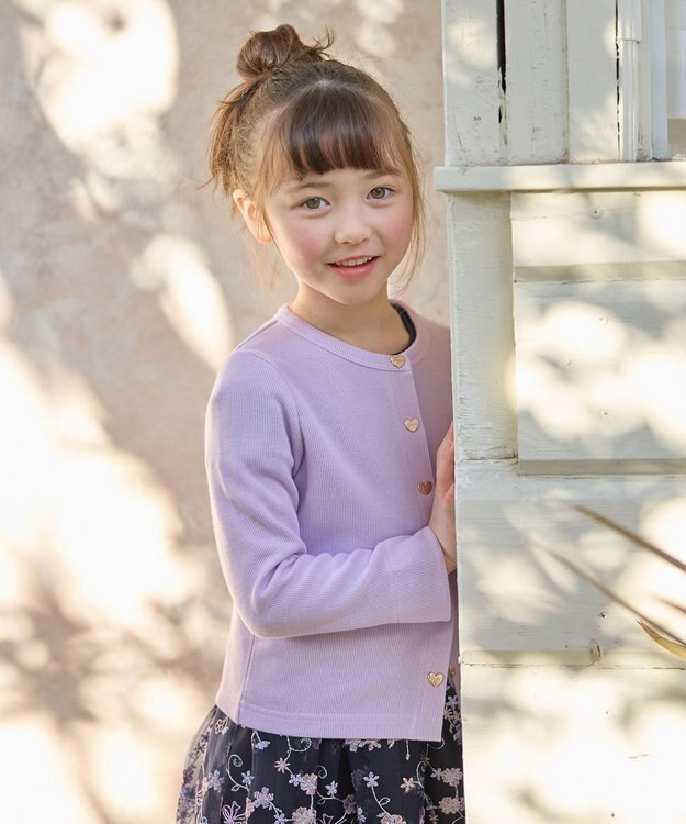ANY KIDS スナップボタン フレンチ カーディガン ラベンダー
