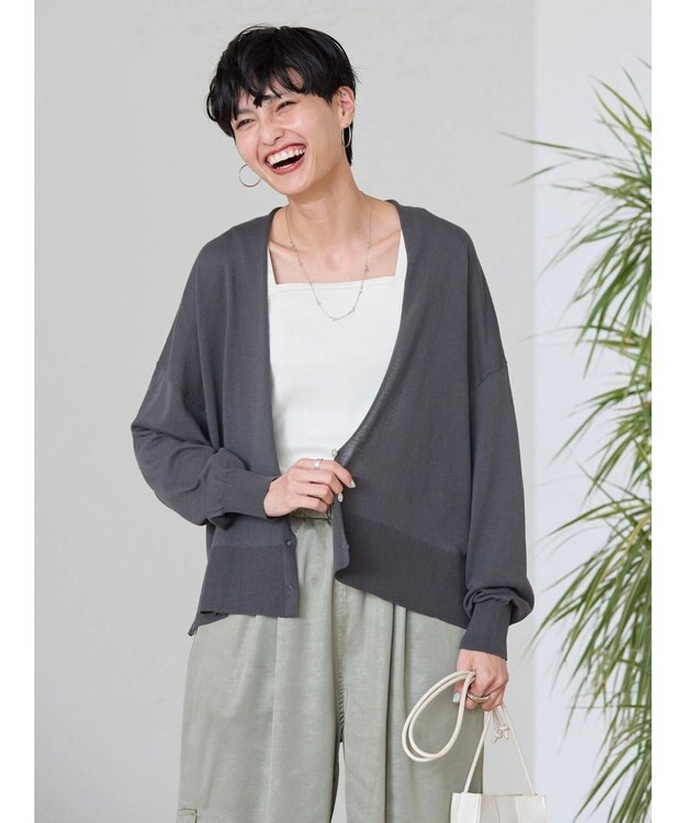 AMERICAN HOLIC ＵＶカットショートニットカーディガン Charcoal Gray