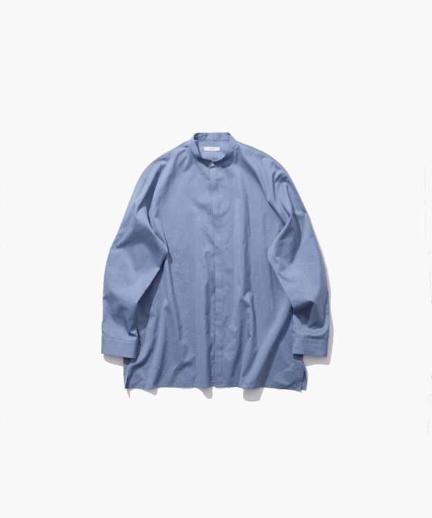 ATON COTTON SILK | スタンドカラーシャツ SAX