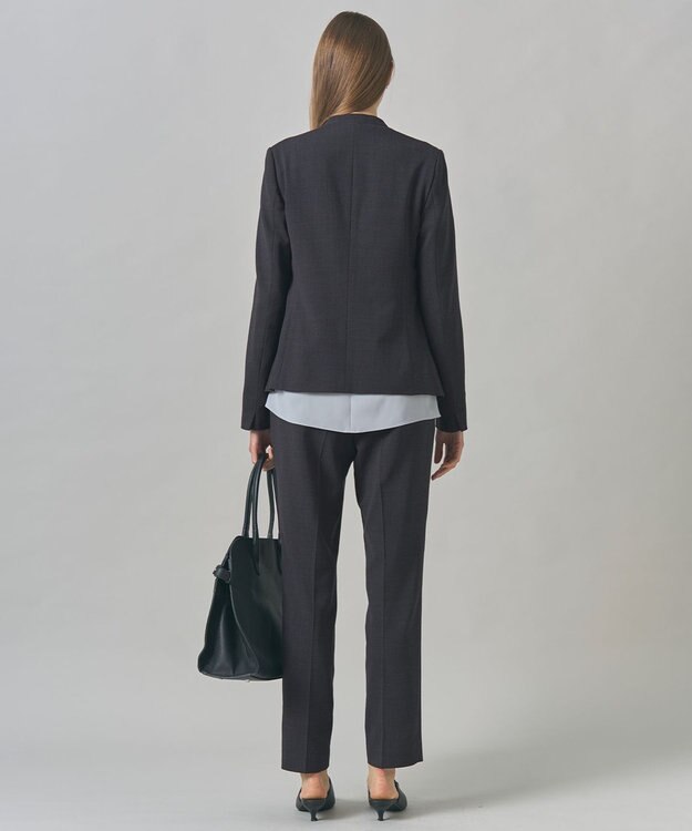 ICB 【UVカット・洗える】ウール2WAYストレッチ ノーカラージャケット チャコール