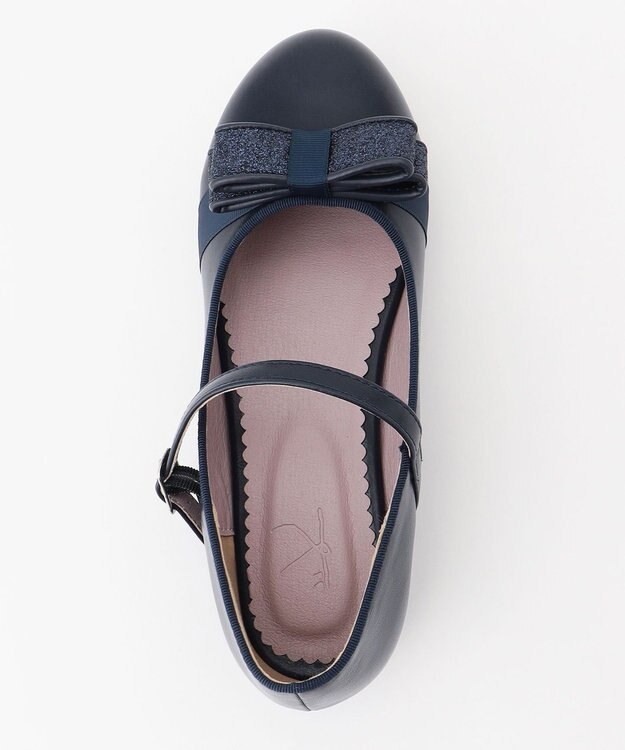 組曲 KIDS 【22-24㎝】かんたんストラップ バレエシューズ ネイビー系