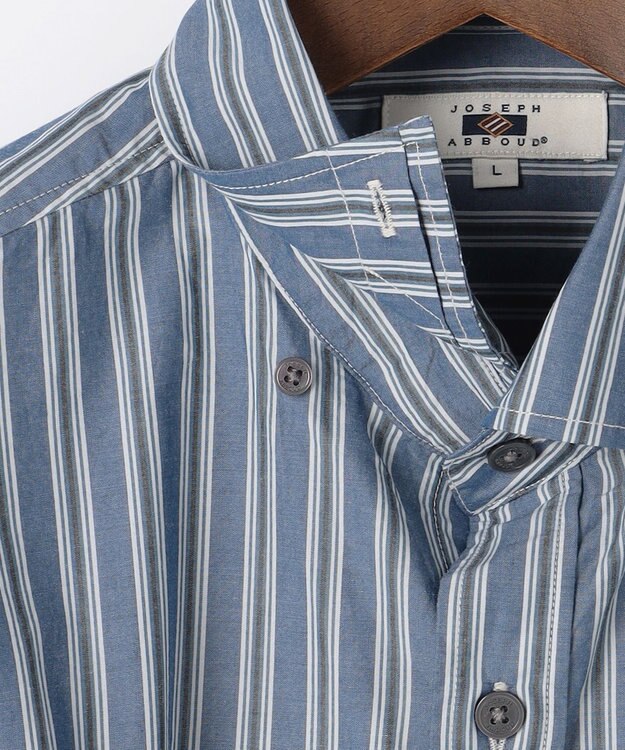 JOSEPH ABBOUD 【シルク混・上質】シルクコットンストライプ シャツ ネイビー系1