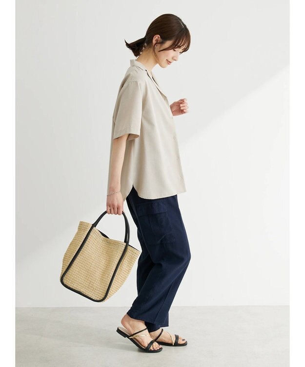 Green Parks 速乾開襟シャツ Gray Beige