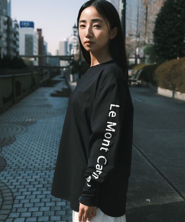 SHARE PARK LADIES 【UNISEX】吸水速乾 ショルダーロゴロングスリーブTシャツ（S・Mサイズ） ブラック