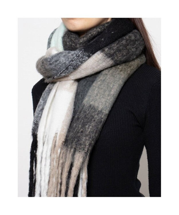 UNBILLION カカトゥ kakatoo / ブロックチェックストール ブラック