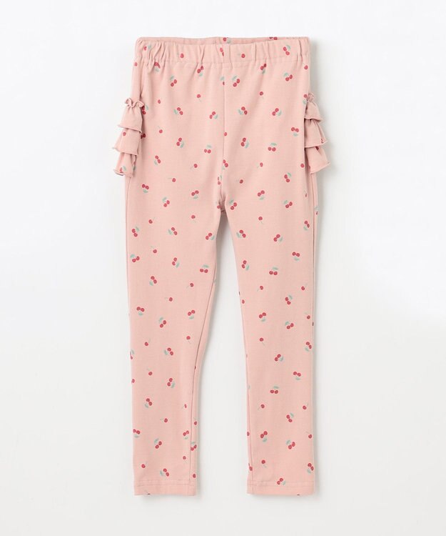 ANY KIDS 【WEB限定】フリル付き総柄レギンス ピンク×チェリー