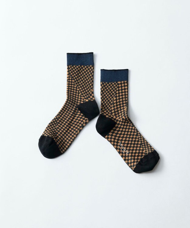 TRICOTE CHACKERD LINK SOCKS／チェッカードリンクソックス 85CAMEL