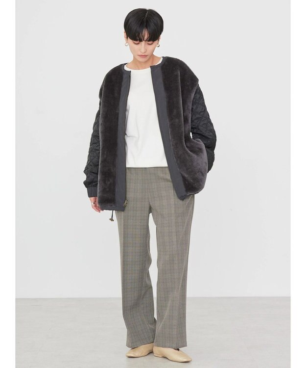 AMERICAN HOLIC キルポカリバーシブルキルティングミディコート Black