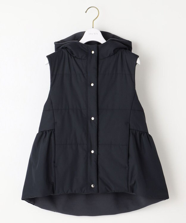 ANY SIS S 【2WAY】フェミニンペプラムパデット ベスト ネイビー×杢ネイビー