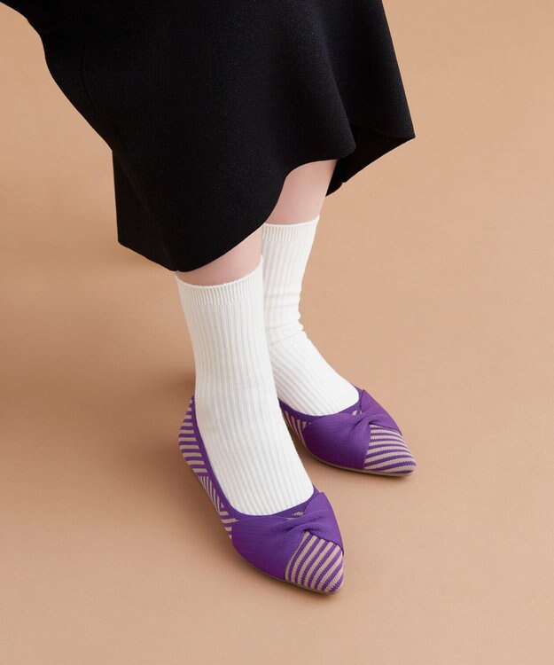 steppi 【洗える/撥水】リボン ポインテッド パンプス パープル