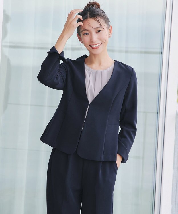 Tiaclasse 【洗える】アシンメトリードレープブラウス ライトグレー