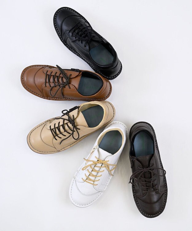 Pointer 本革超軽量レースアップスニーカー ベージュ