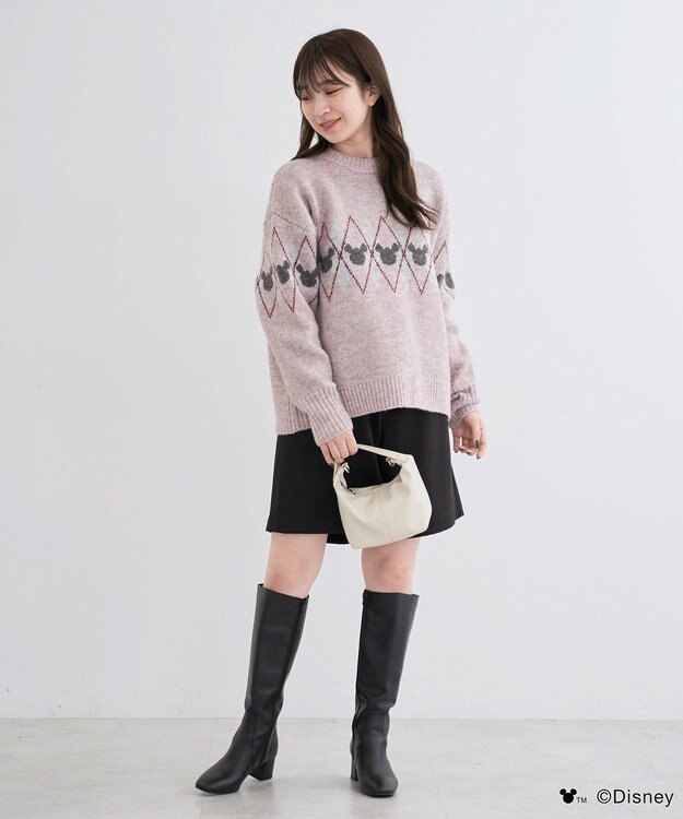 Green Parks ミッキー＆フレンズ／アーガイル柄ニット Pink