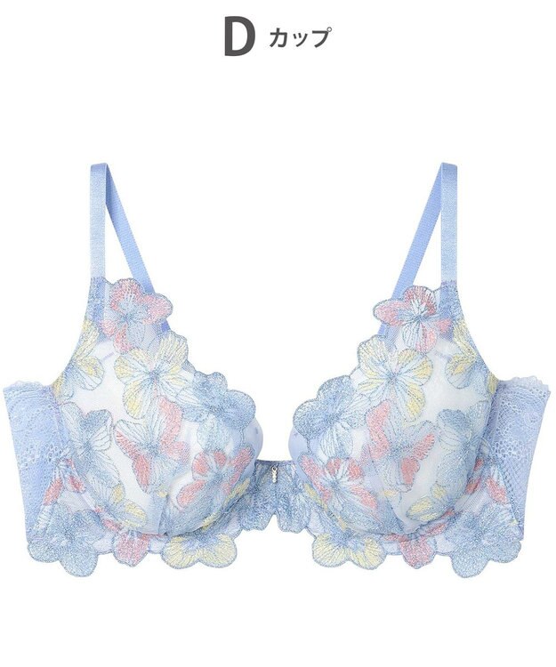 AMPHI ブラジャー ふっくらまる胸キープ 脇高設計 脇・背中スッキリ【Hold Day Bra】 BYJ311 アンフィ／ワコール ブルー