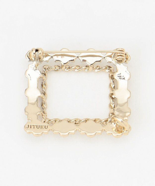 自由区 ビジュースクエアブローチ ネックレス ゴールド系