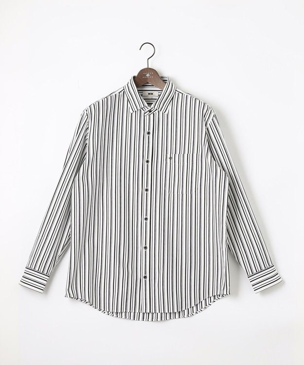 JOSEPH ABBOUD 【キングサイズ・ストレッチで快適な着心地・イージーケア】ランダムストライプ ジャージー シャツ オリーブ系1