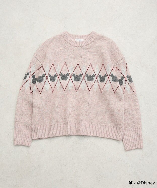 Green Parks ミッキー＆フレンズ／アーガイル柄ニット Pink