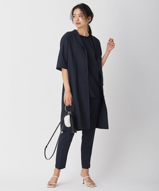 ICB 【洗える】 Unleash  半袖ロングジャケット ネイビー系