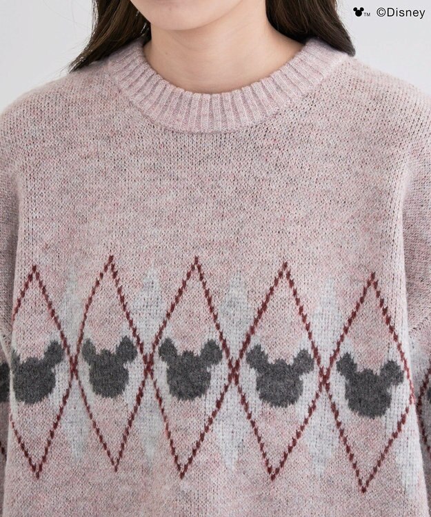 Green Parks ミッキー＆フレンズ／アーガイル柄ニット Pink