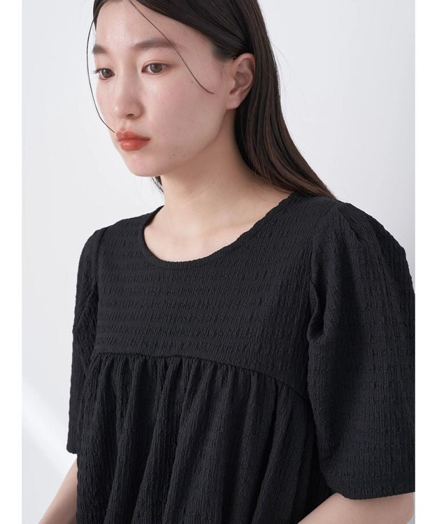 earth music&ecology ジャガードギャザーチュニック Black