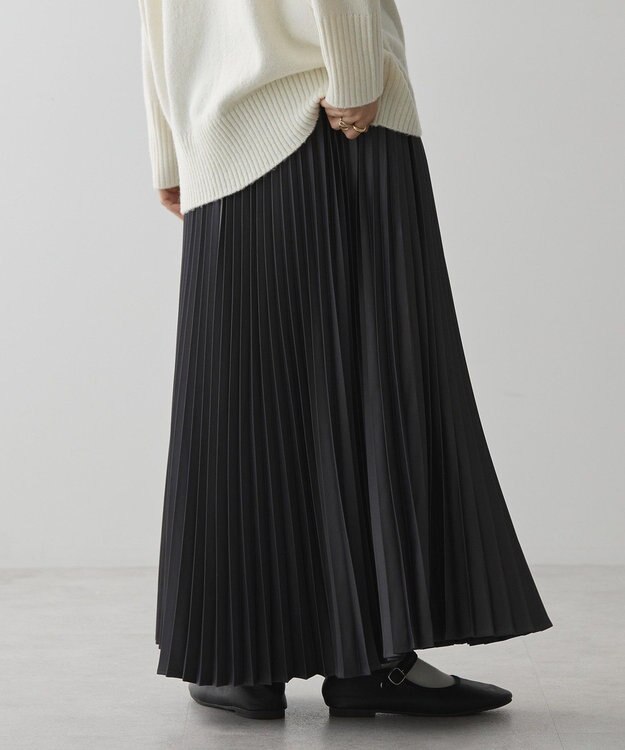 AMERICAN HOLIC サテンプリーツスカート Charcoal Gray