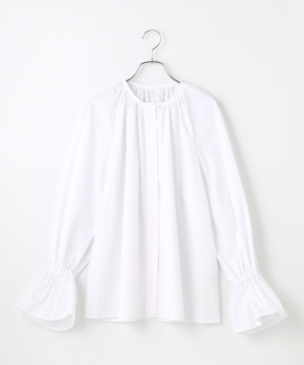 #Newans 【洗濯機可】フルギャザーブラウス ホワイト