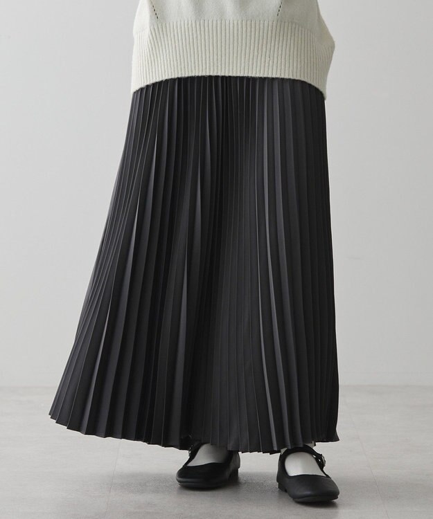 AMERICAN HOLIC サテンプリーツスカート Charcoal Gray