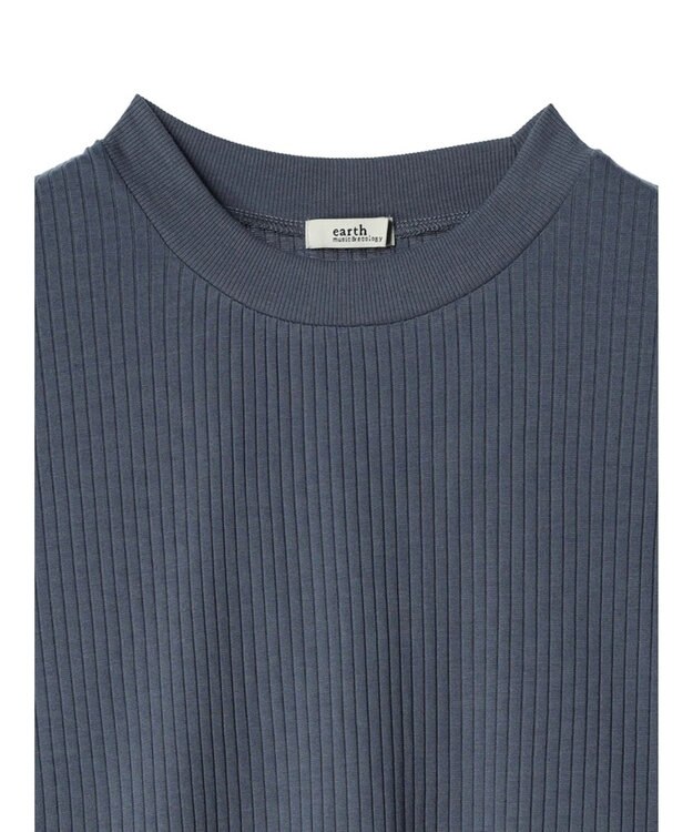 earth music&ecology フレンチスリーブリブプルオーバー Blue