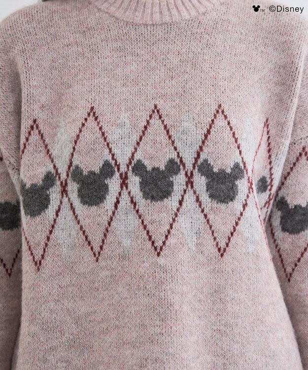 Green Parks ミッキー＆フレンズ／アーガイル柄ニット Pink