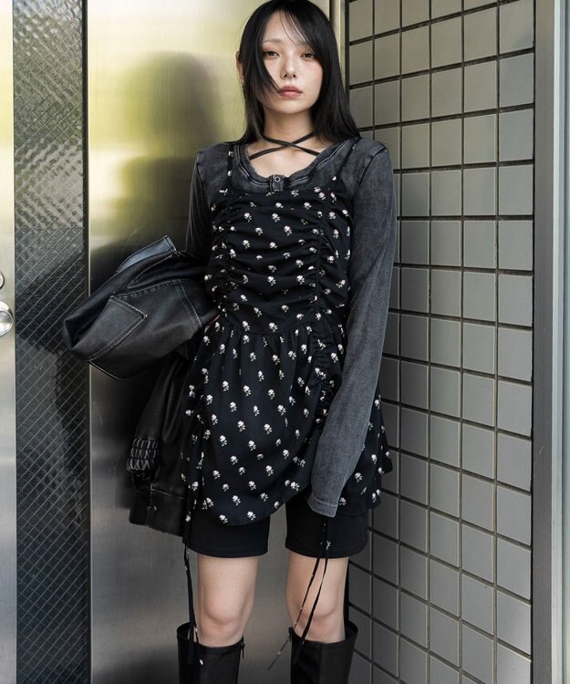 WEGO ドロストデザインキャミワンピース 柄1