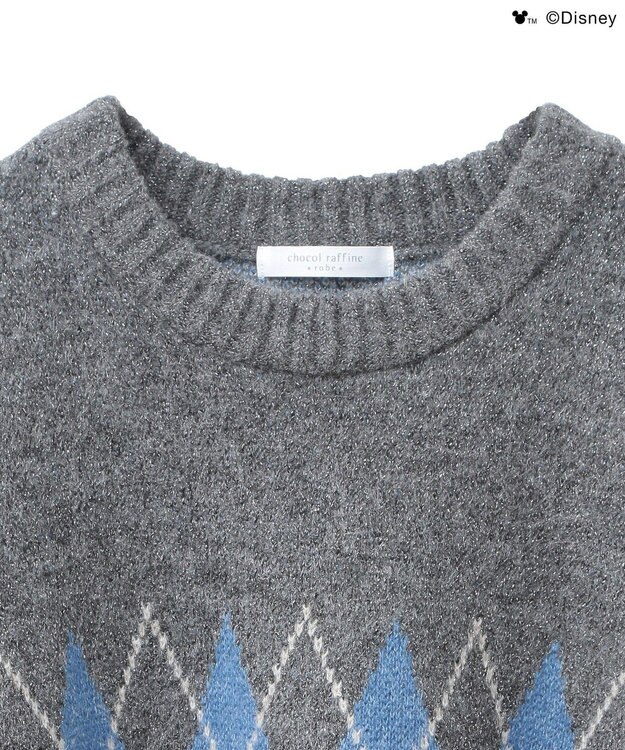 Green Parks ミッキー＆フレンズ／アーガイル柄ニット Charcoal Gray