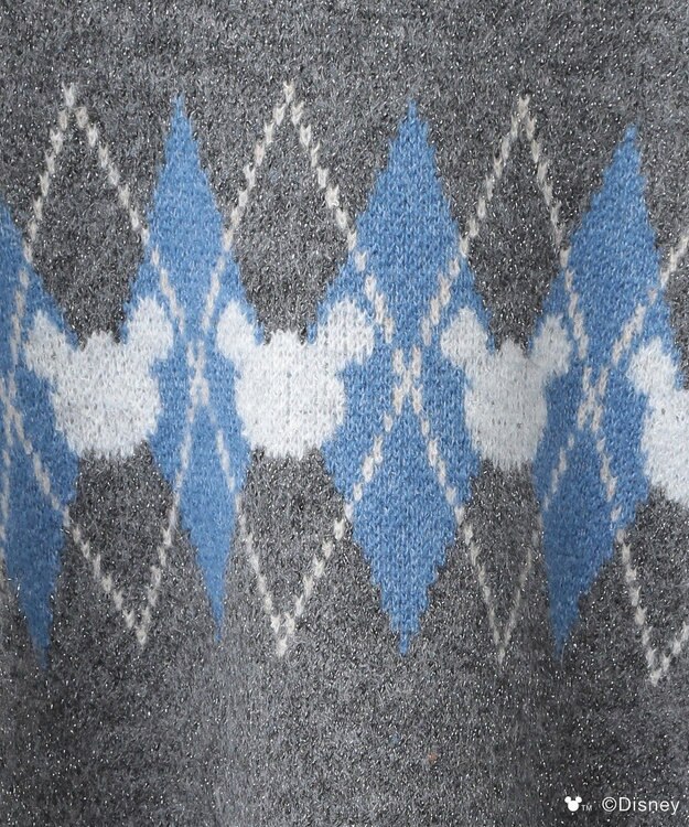 Green Parks ミッキー＆フレンズ／アーガイル柄ニット Charcoal Gray