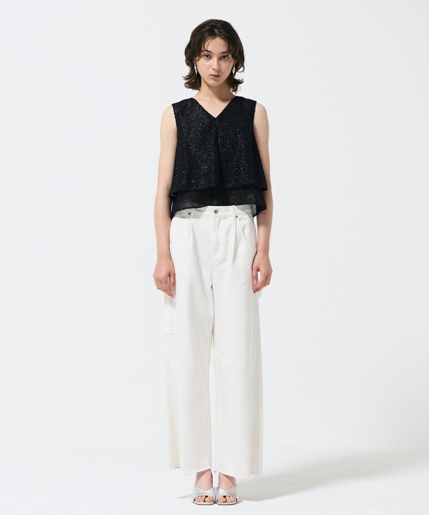 GRACE CONTINENTAL シフォンカットジャガードトップ ブラック