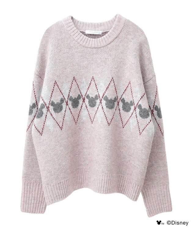 Green Parks ミッキー＆フレンズ／アーガイル柄ニット Pink