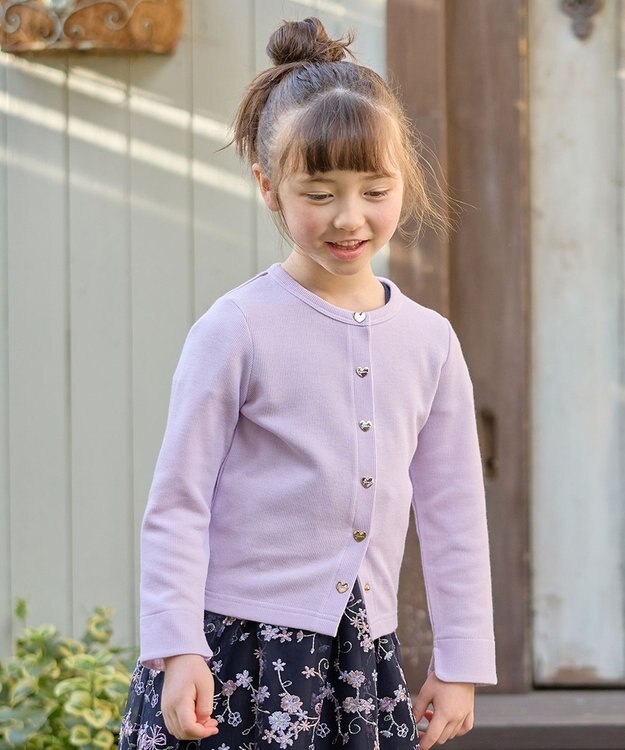 ANY KIDS スナップボタン フレンチ カーディガン ラベンダー