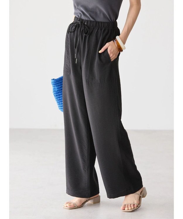 AMERICAN HOLIC 接触冷感Ｗポケットワイドパンツ Black