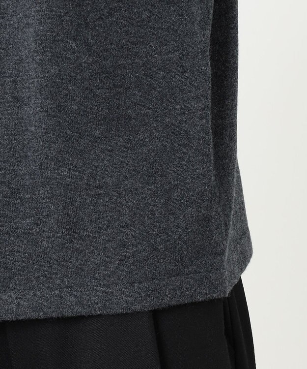 23区 L 【R(アール)】ウールカシミヤ パールトリム カーディガン チャコールグレー系