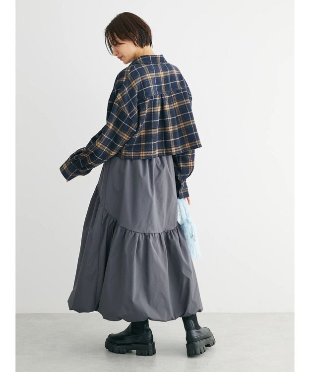 Green Parks ・ＥＬＥＮＣＡＲＥ　ＤＵＥ　シャギーチェックショートシャツ Navy