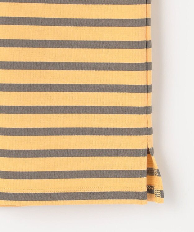 ANY L ツイストスリーブボーダートップス イエロー×カーキ