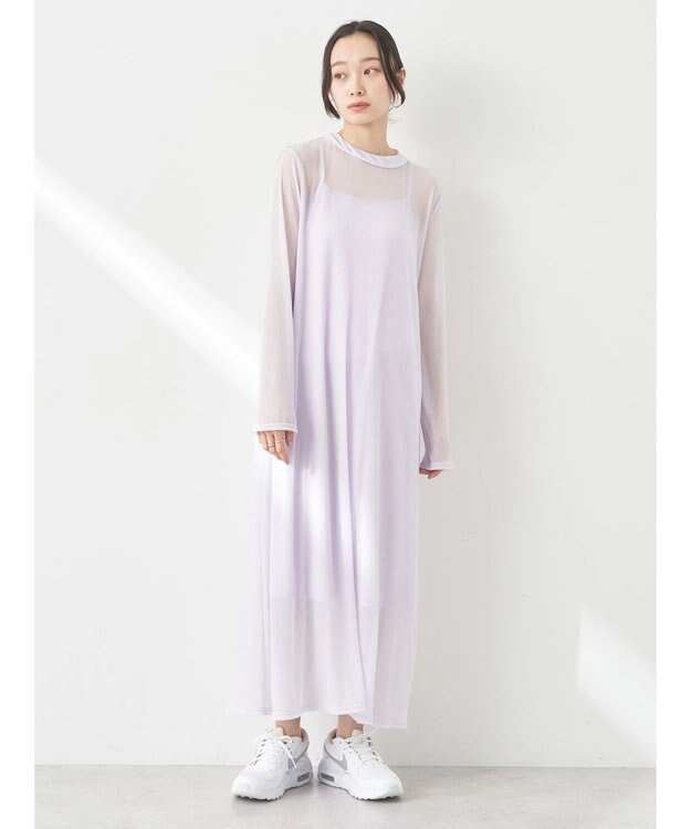 earth music&ecology ＳＥＴ２点シアーワンピース＋ペチワンピース Purple