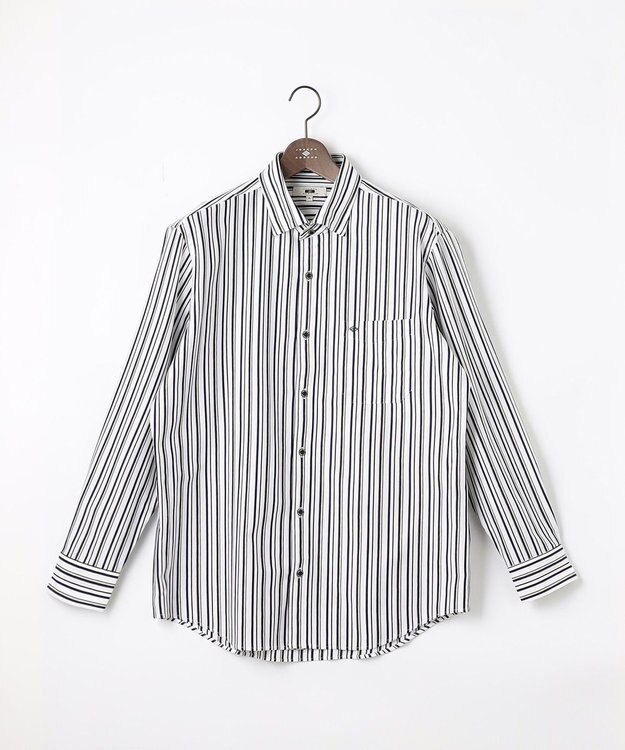 JOSEPH ABBOUD 【キングサイズ・ストレッチで快適な着心地・イージーケア】ランダムストライプ ジャージー シャツ ダルブルー系1