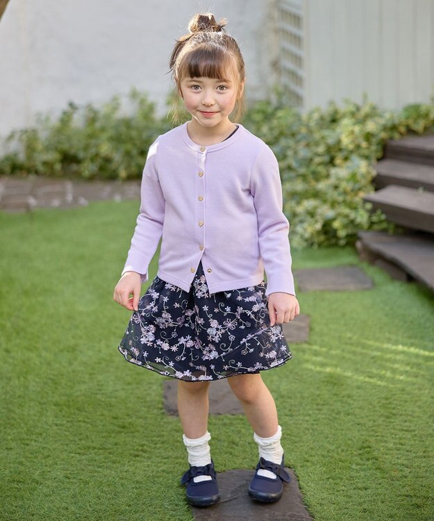 ANY KIDS スナップボタン フレンチ カーディガン ラベンダー