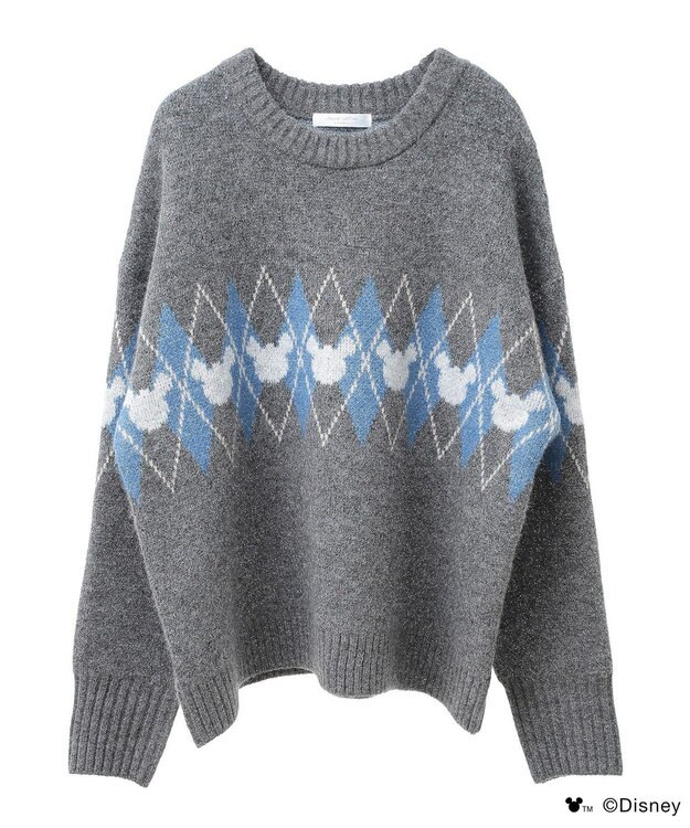 Green Parks ミッキー＆フレンズ／アーガイル柄ニット Charcoal Gray