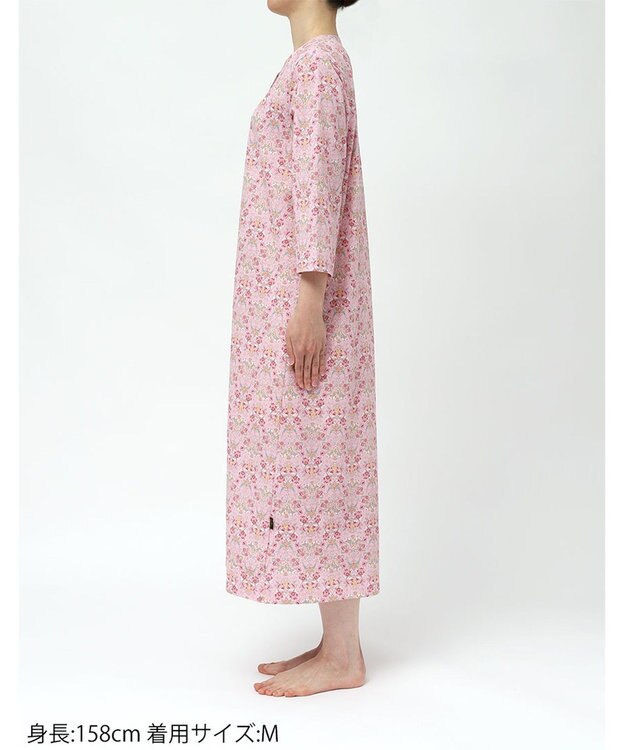 WACOAL ワンピース 綿100%(本体) 天竺素材 ミントン 7分袖 長袖 ロング丈 レディース NNT268 /ワコール ピンク