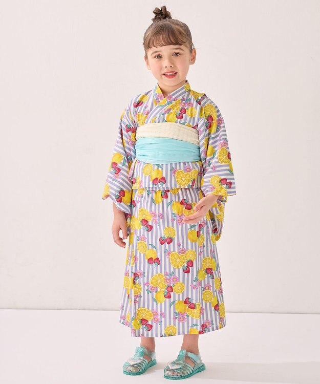 ANY KIDS 3WAY ロング丈 浴衣 セット フルーツ×ストライプ