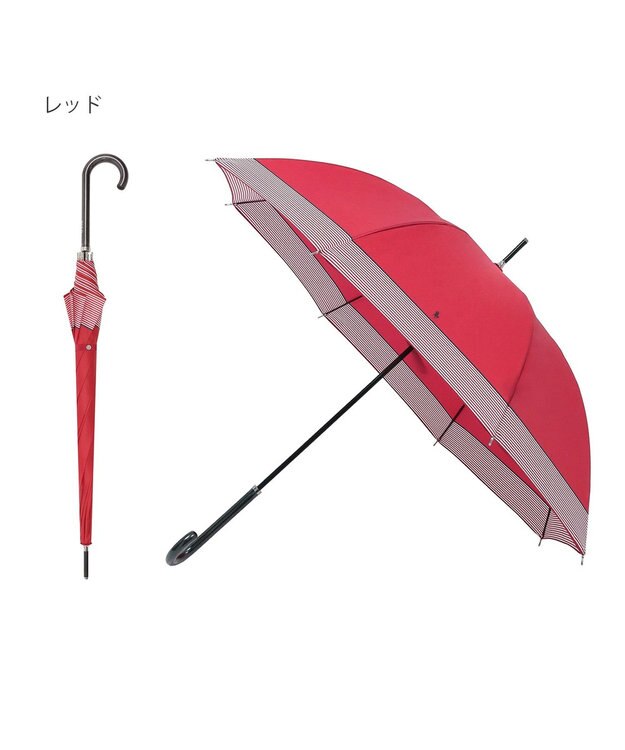 MOONBAT 【WEB限定】POLO RALPH LAUREN（ポロ ラルフローレン）長傘 ワンポイントポロポニー×裾ボーダー 8本骨 レッド