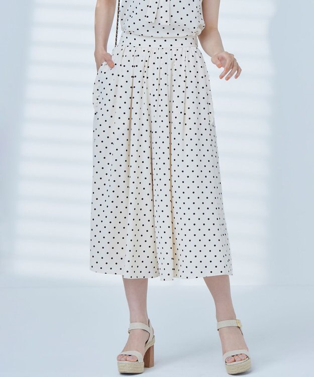 組曲 L 【WEB限定】ドットプリントデシン フリルパンツ エクリュ×ブラック系5